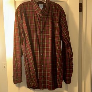 L.L. Bean Men's XXXL Red and Green Plaid Button Down Shirt